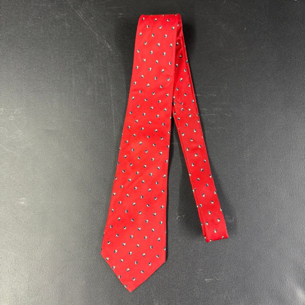 Christian Dior Red White Blue Mens Necktie Floral Silk Made in Italy USA Vintage